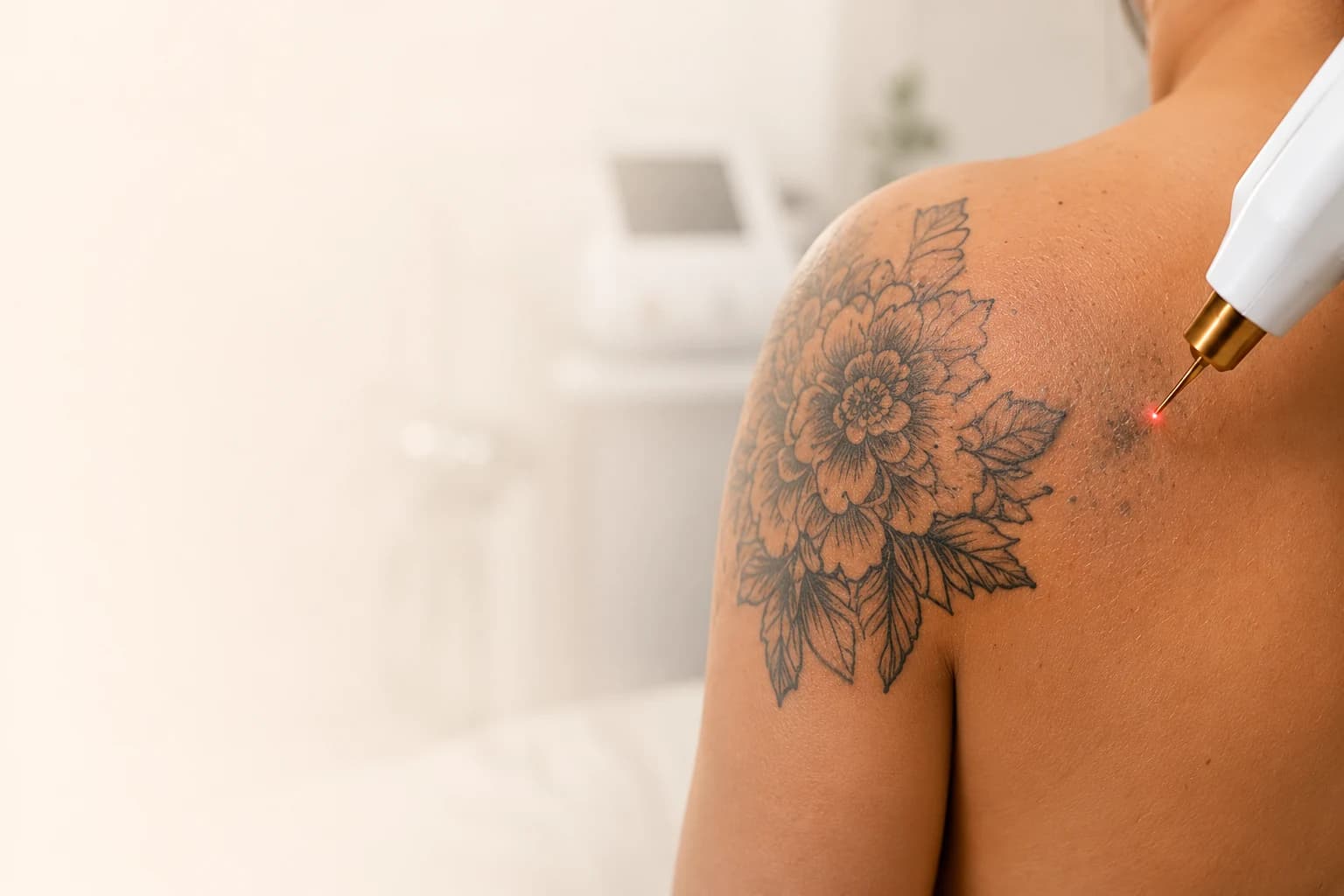 Illustrative photograph of a laser tattoo removal treatment