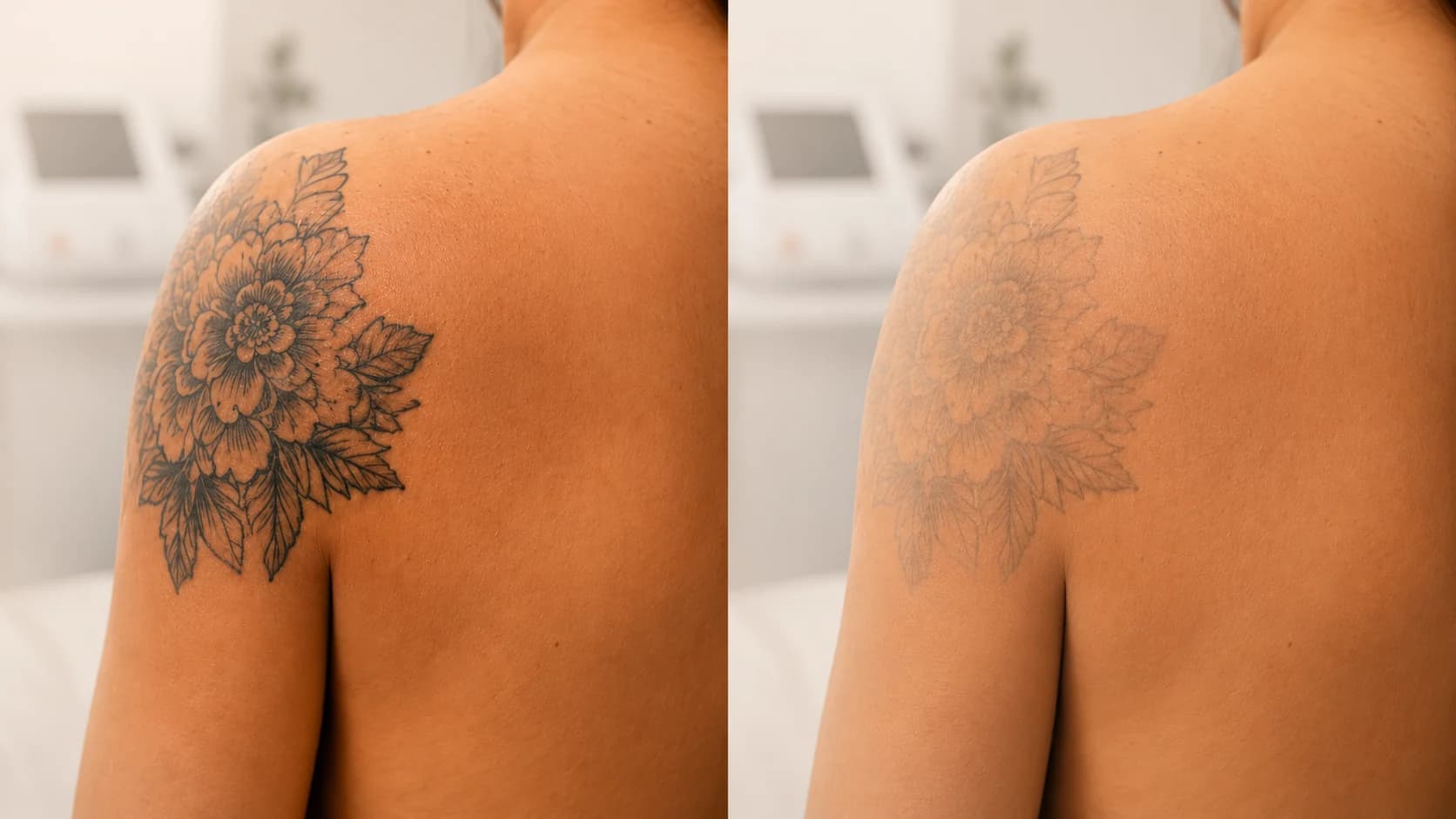 Sample before and after layout for tattoo removal